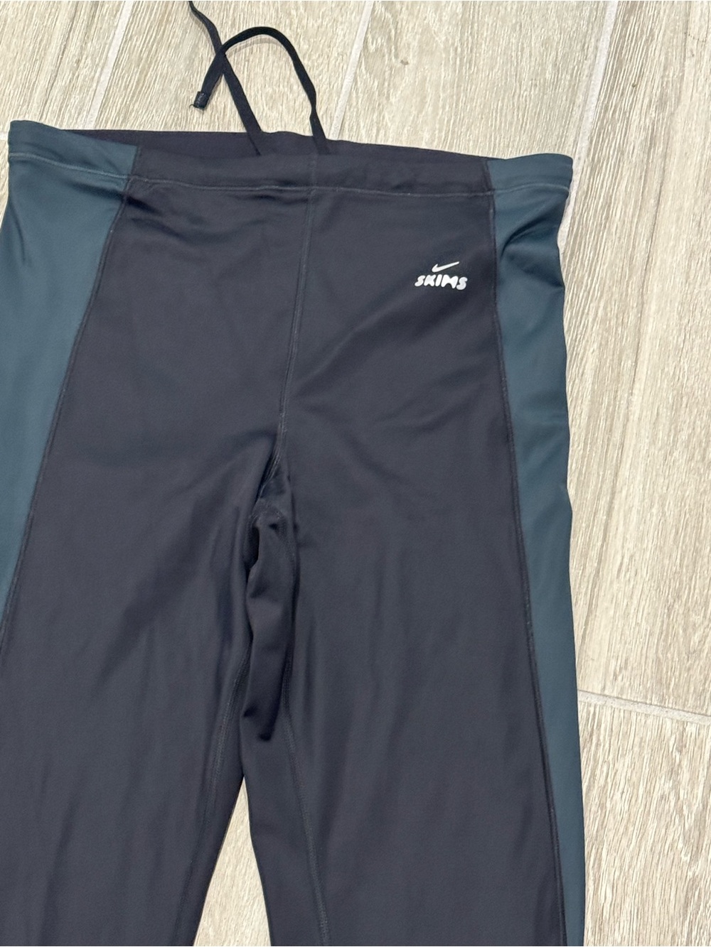SKIMS Kids Black Leggings with Charcoal Side Panels